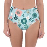 Flower Reversible High-Waist Bikini Bottoms