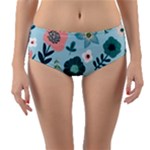 Flower Reversible Mid-Waist Bikini Bottoms