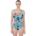 Flower Cut Out Top Tankini Set