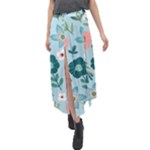Flower Velour Split Maxi Skirt