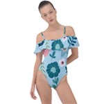 Flower Frill Detail One Piece Swimsuit