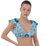 Flower Plunge Frill Sleeve Bikini Top
