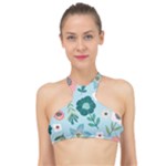 Flower High Neck Bikini Top