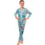 Flower Kid s Satin Long Sleeve Pajamas Set