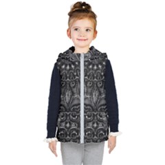 Charcoal Mandala Kids  Hooded Puffer Vest by MRNStudios