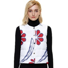 Folk Flowers Print Floral Pattern Ethnic Art Women s Short Button Up Puffer Vest by Eskimos