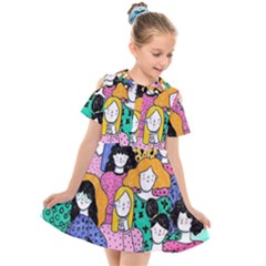 Women Kids  Short Sleeve Shirt Dress by Sparkle