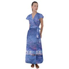 Gouttes D eau Galaxy Flutter Sleeve Maxi Dress by kcreatif