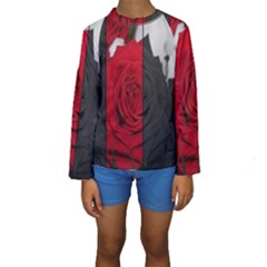 Roses Rouge Fleurs Kids  Long Sleeve Swimwear by kcreatif