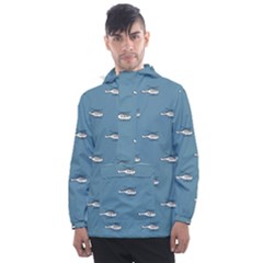 Cartoon Sketchy Helicopter Drawing Motif Pattern Men s Front Pocket Pullover Windbreaker by dflcprintsclothing