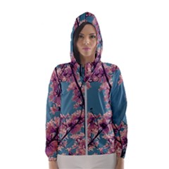 Colorful Floral Leaves Photo Women s Hooded Windbreaker by dflcprintsclothing