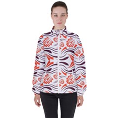 Folk Flowers Print Floral Pattern Ethnic Art Women s High Neck Windbreaker by Eskimos