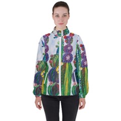 Rainbow Cactus Shirt Women s High Neck Windbreaker by steampunkbabygirl