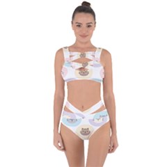 Cute Cat Seamless Pattern Background Bandaged Up Bikini Set  by Jancukart