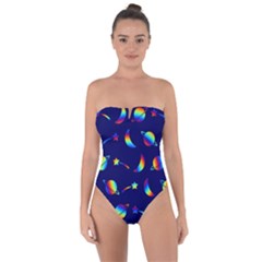 Space-pattern Colourful Tie Back One Piece Swimsuit
