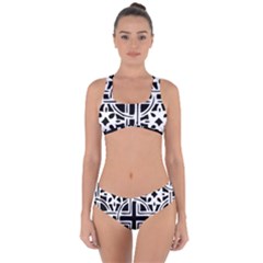 Black And White Geometric Geometry Pattern Criss Cross Bikini Set by Jancukart