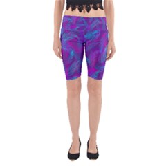 Leaf-pattern-with-neon-purple-background Yoga Cropped Leggings by Jancukart