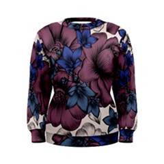 Floral-wallpaper-pattern-with-engraved-hand-drawn-flowers-vintage-style Women s Sweatshirt