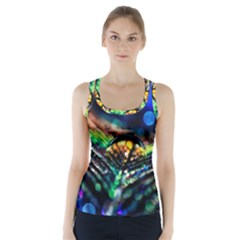 Peacock Feather Drop Racer Back Sports Top by artworkshop