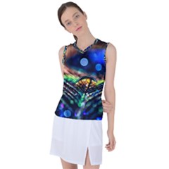 Peacock Feather Drop Women s Sleeveless Sports Top by artworkshop