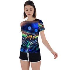 Peacock Feather Drop Back Circle Cutout Sports Tee by artworkshop