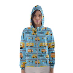 Buses-cartoon-pattern-vector Women s Hooded Windbreaker by Jancukart