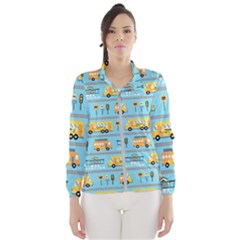 Buses-cartoon-pattern-vector Women s Windbreaker by Jancukart