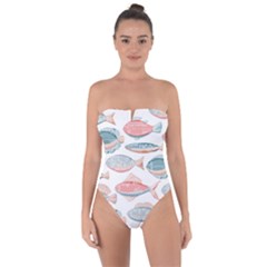 Hand-drawn-seamless-pattern-with-cute-fishes-doodle-style-pink-blue-colors Tie Back One Piece Swimsuit