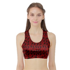 Micro Blood Red Cats Sports Bra With Border by InPlainSightStyle