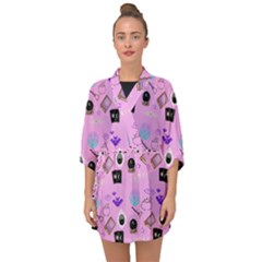 Micro Pink Goth Half Sleeve Chiffon Kimono by InPlainSightStyle