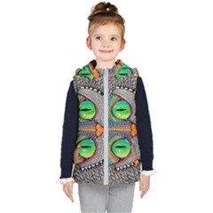 Alice In Wonderland Cat Kids  Hooded Puffer Vest by artworkshop