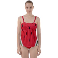 Watermelon Pillow Fluffy Twist Front Tankini Set by artworkshop