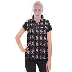 Cat Pattern Women s Button Up Vest by Sparkle