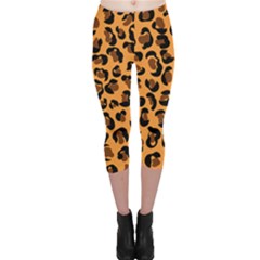 Orange Leopard Jaguar Dots Capri Leggings  by ConteMonfrey