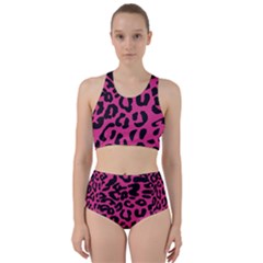 Leopard Print Jaguar Dots Pink Neon Racer Back Bikini Set by ConteMonfrey