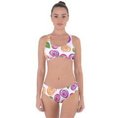 Colorful Seamless Floral, Flowers Pattern Wallpaper Background Criss Cross Bikini Set by Amaryn4rt