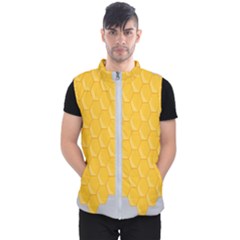 Hexagons Yellow Honeycomb Hive Bee Hive Pattern Men s Puffer Vest by artworkshop