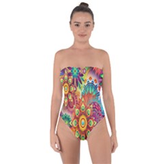 Mandalas Colorful Abstract Ornamental Tie Back One Piece Swimsuit by artworkshop