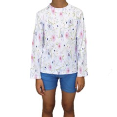 Pattern Flowers Kids  Long Sleeve Swimwear by artworkshop