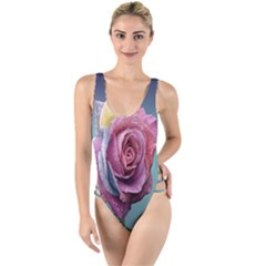 Rose Flower Love Romance Beautiful High Leg Strappy Swimsuit by artworkshop