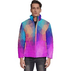 Triangles Polygon Color Men s Puffer Bubble Jacket Coat by artworkshop