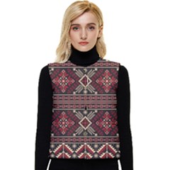 Ukrainian-folk-seamless-pattern-ornament Women s Short Button Up Puffer Vest by Wegoenart