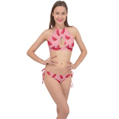 Water Melon Red Cross Front Halter Bikini Set by nate14shop