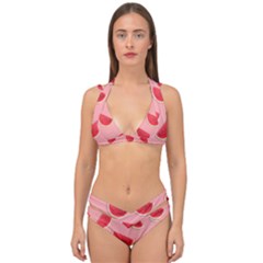 Water Melon Red Double Strap Halter Bikini Set by nate14shop