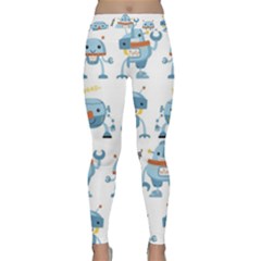 Seamless Pattern With Funny Robot Cartoon Classic Yoga Leggings by Jancukart