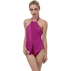 Pink Leather Leather Texture Skin Texture Go With The Flow One Piece Swimsuit by artworkshop