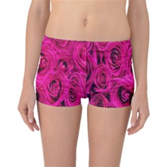Pink Flowers Roses Boyleg Bikini Bottoms