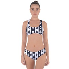 Black-and-white-flower-pattern-by-zebra-stripes-seamless-floral-for-printing-wall-textile-free-vecto Criss Cross Bikini Set