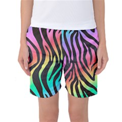 Rainbow Zebra Stripes Women s Basketball Shorts by nate14shop