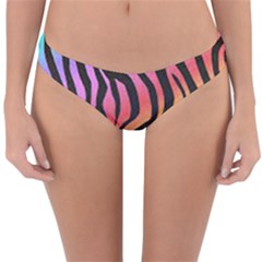 Rainbow Zebra Stripes Reversible Hipster Bikini Bottoms